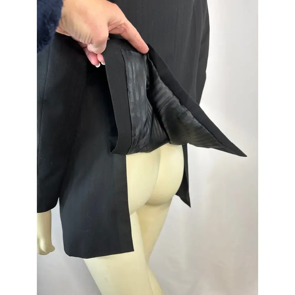 Demantie Super 150's Sport Coat Blazer hand tailored black size S/36 W/30